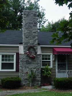paver brick chimney with  culture stonestone 